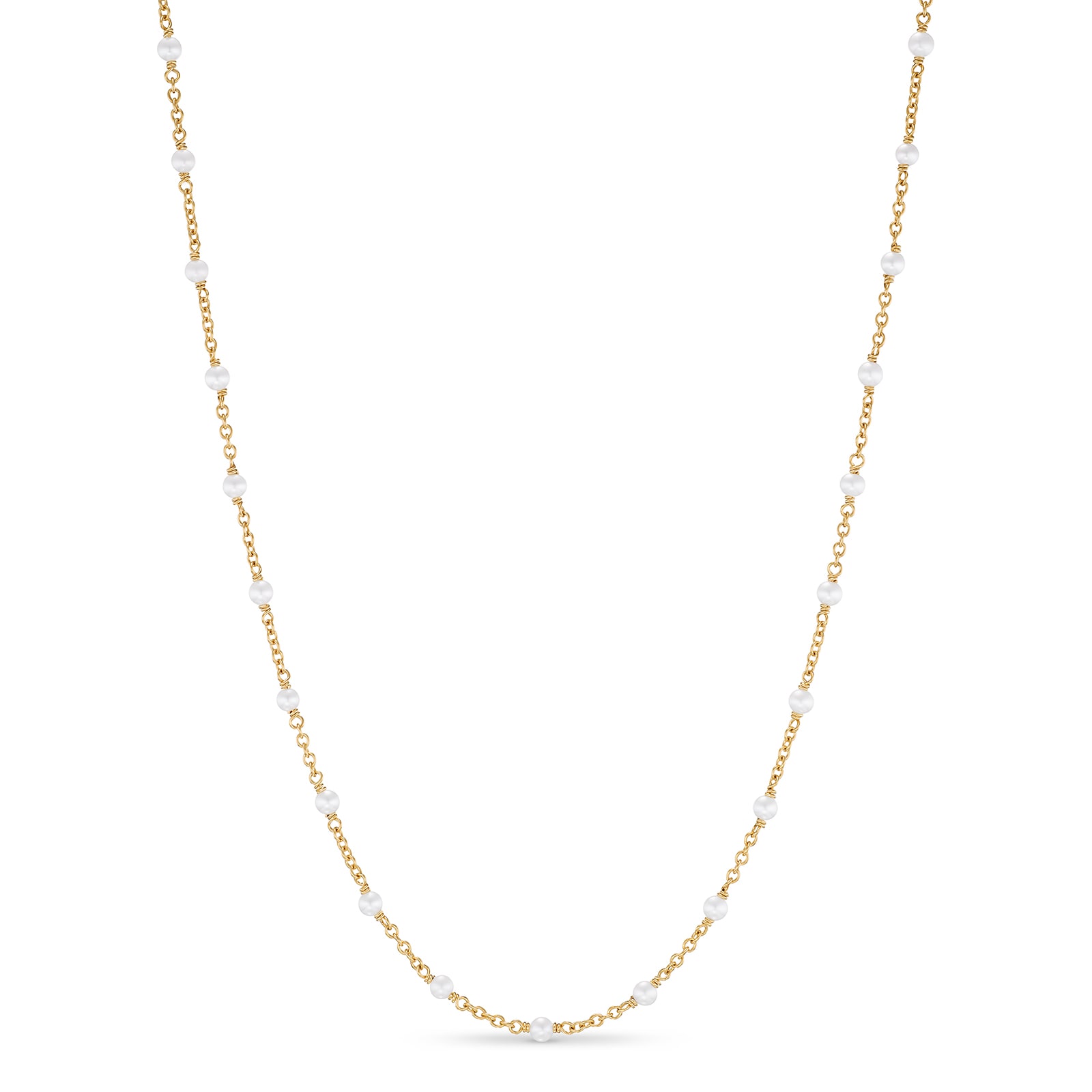 David Yurman Pearl Classics Station Necklace In 18ct Yellow Gold, 3.5mm David Yurman Pearl Classics Station Necklace In 18ct Yellow Gold, 3.5mm