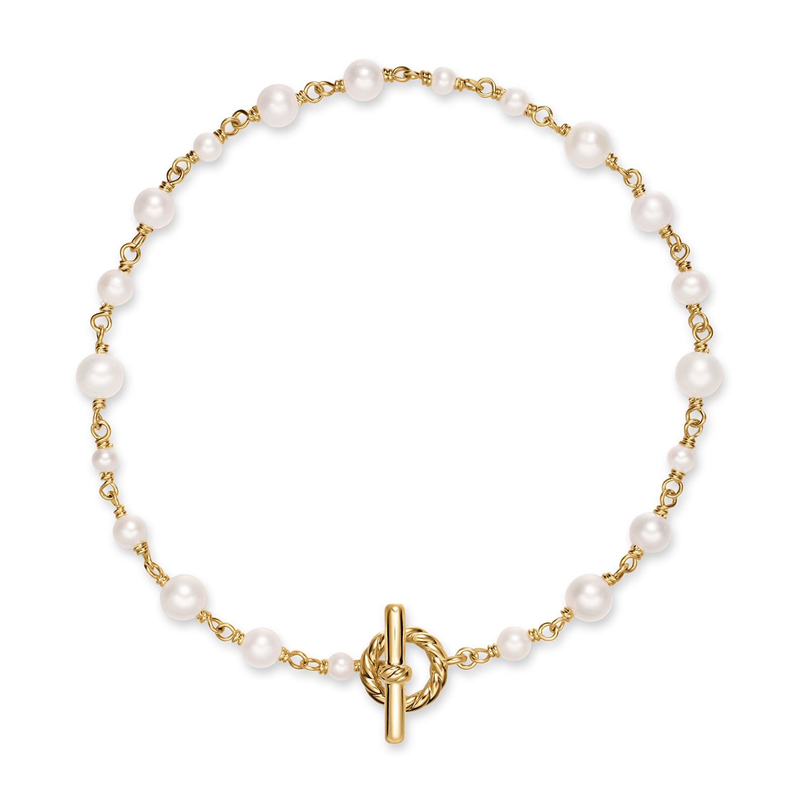 David Yurman Pearl Classics Toggle Chain Bracelet In 18ct Yellow Gold, 4.5mm - Size Medium