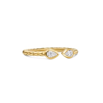 David Yurman Petite Modern Renaissance® Open Pear Ring In 18ct Yellow Gold With Diamonds, 3.7mm - Ring Size 7 David Yurman Petite Modern Renaissance® Open Pear Ring In 18ct Yellow Gold With Diamonds, 3.7mm - Ring Size 7