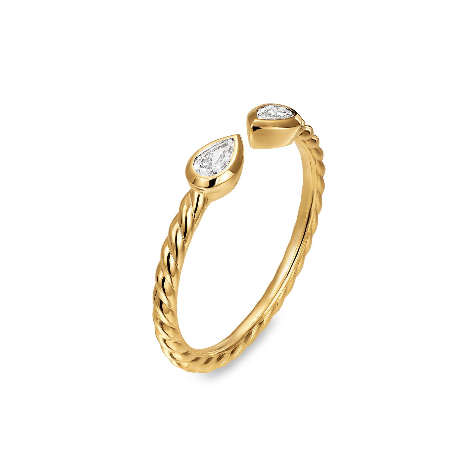 David Yurman Petite Modern Renaissance® Open Pear Ring In 18ct Yellow Gold With Diamonds, 3.7mm - Ring Size 7