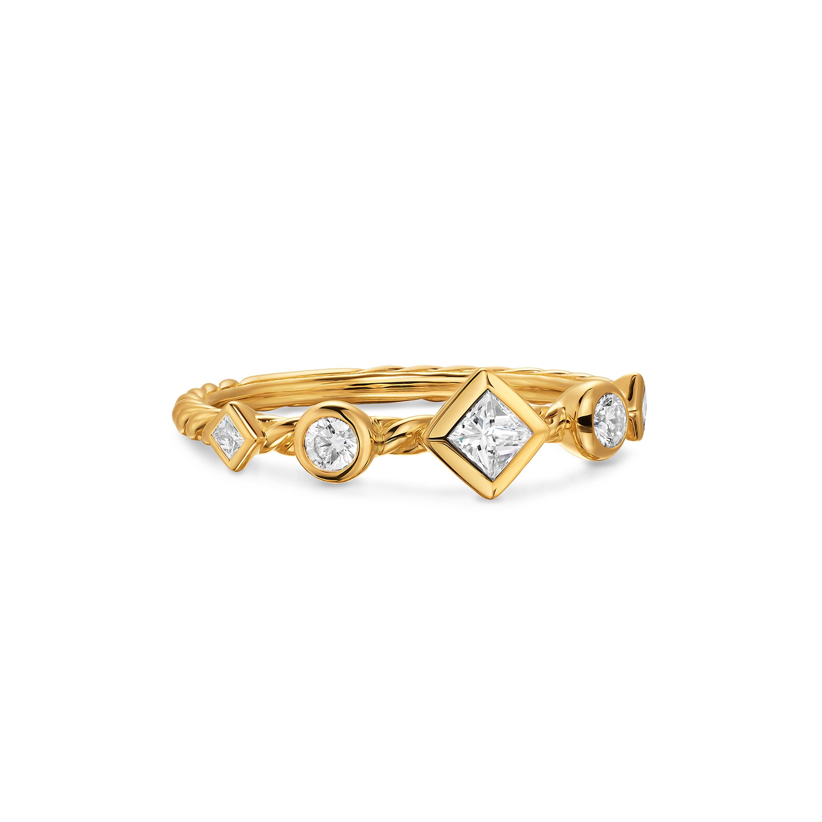 David Yurman Petite Modern Renaissance® Band Ring In 18ct Yellow Gold With Diamonds, 6.4mm - Ring Size 7 David Yurman Petite Modern Renaissance® Band Ring In 18ct Yellow Gold With Diamonds, 6.4mm - Ring Size 7