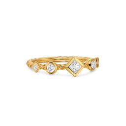 37901620 - Petite Modern Renaissance® Band Ring In 18ct Yellow Gold With Diamonds, 6.4mm - Ring Size 7
