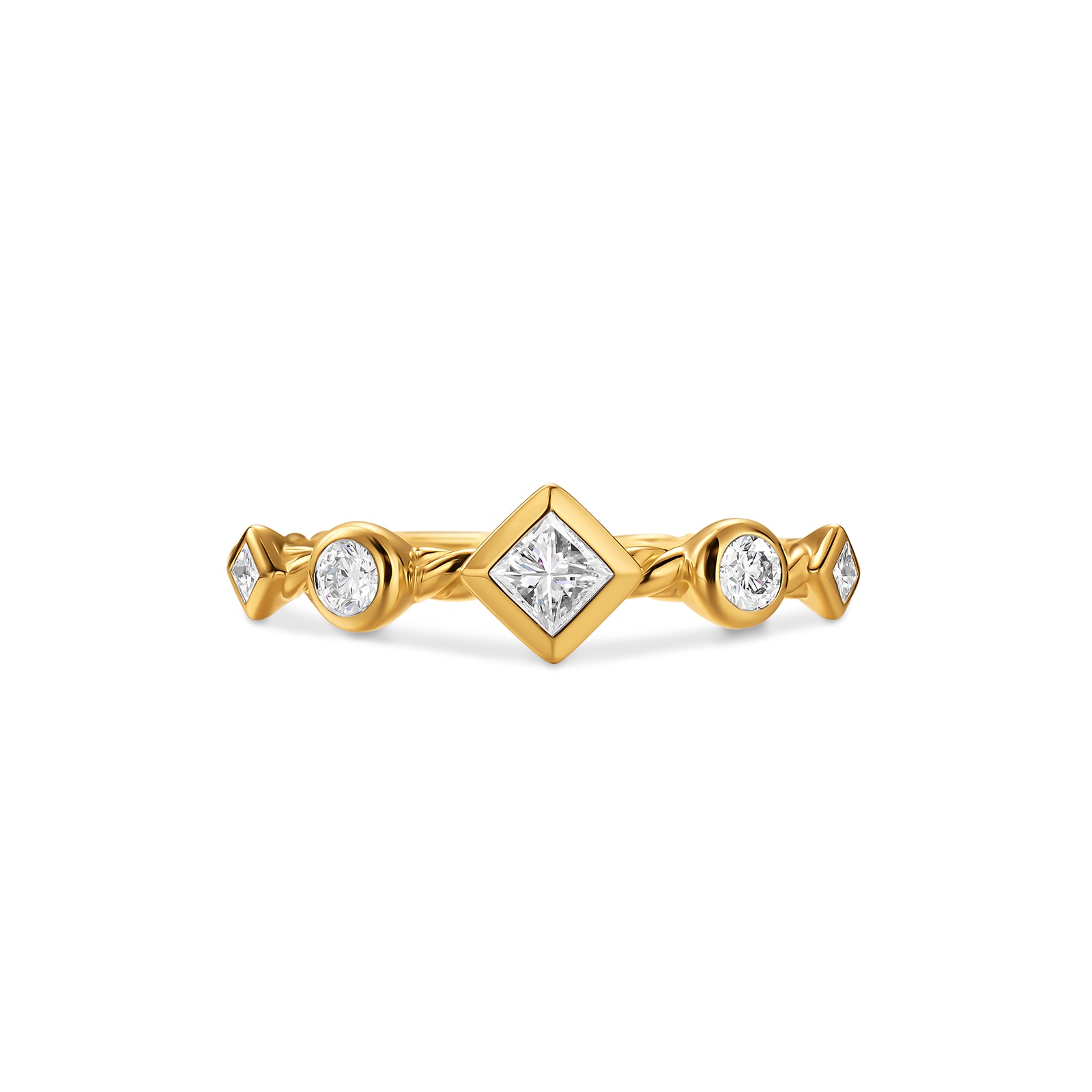 David Yurman Petite Modern Renaissance® Band Ring In 18ct Yellow Gold With Diamonds, 6.4mm - Ring Size 7 David Yurman Petite Modern Renaissance® Band Ring In 18ct Yellow Gold With Diamonds, 6.4mm - Ring Size 7
