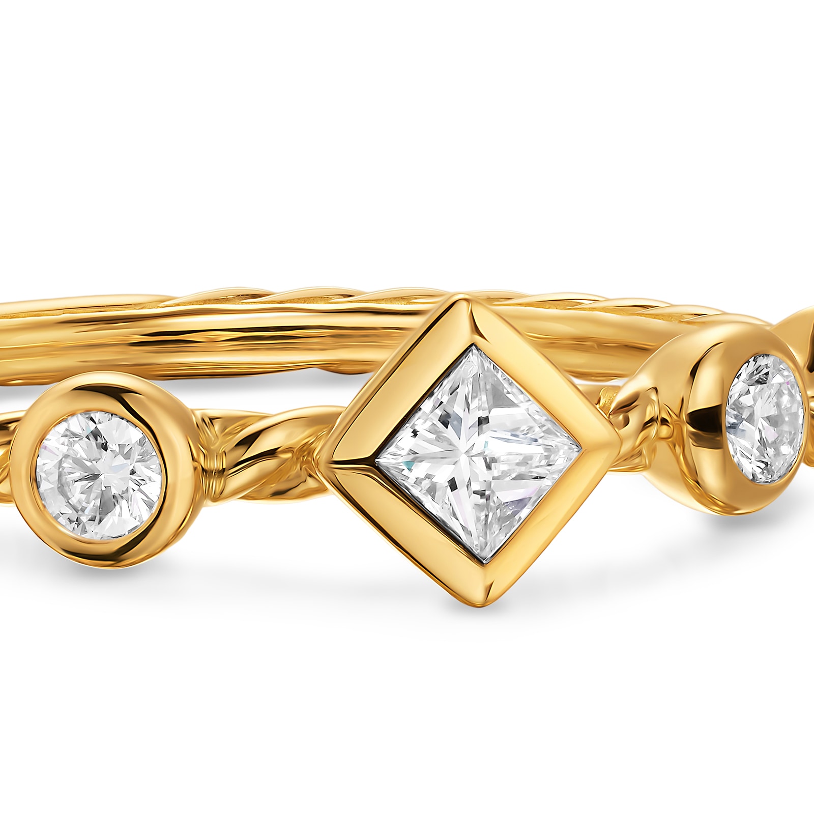 David Yurman Petite Modern Renaissance® Band Ring In 18ct Yellow Gold With Diamonds, 6.4mm - Ring Size 7 David Yurman Petite Modern Renaissance® Band Ring In 18ct Yellow Gold With Diamonds, 6.4mm - Ring Size 7