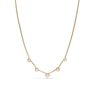 David Yurman Petite Modern Renaissance® Station Chain Necklace In 18ct Yellow Gold With Diamonds, 3.4mm David Yurman Petite Modern Renaissance® Station Chain Necklace In 18ct Yellow Gold With Diamonds, 3.4mm