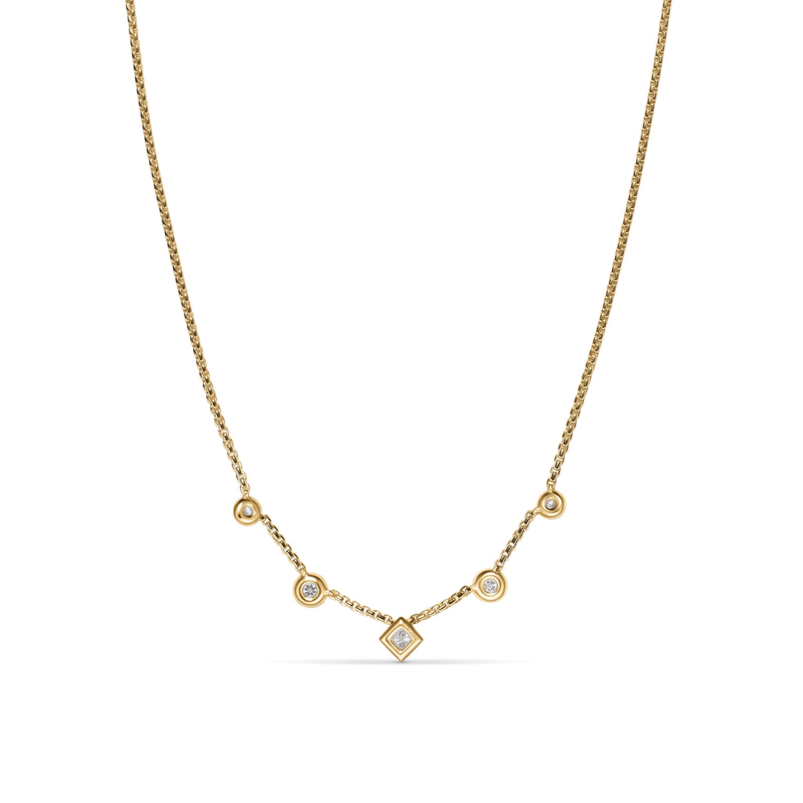 David Yurman Petite Modern Renaissance® Station Chain Necklace In 18ct Yellow Gold With Diamonds, 3.4mm