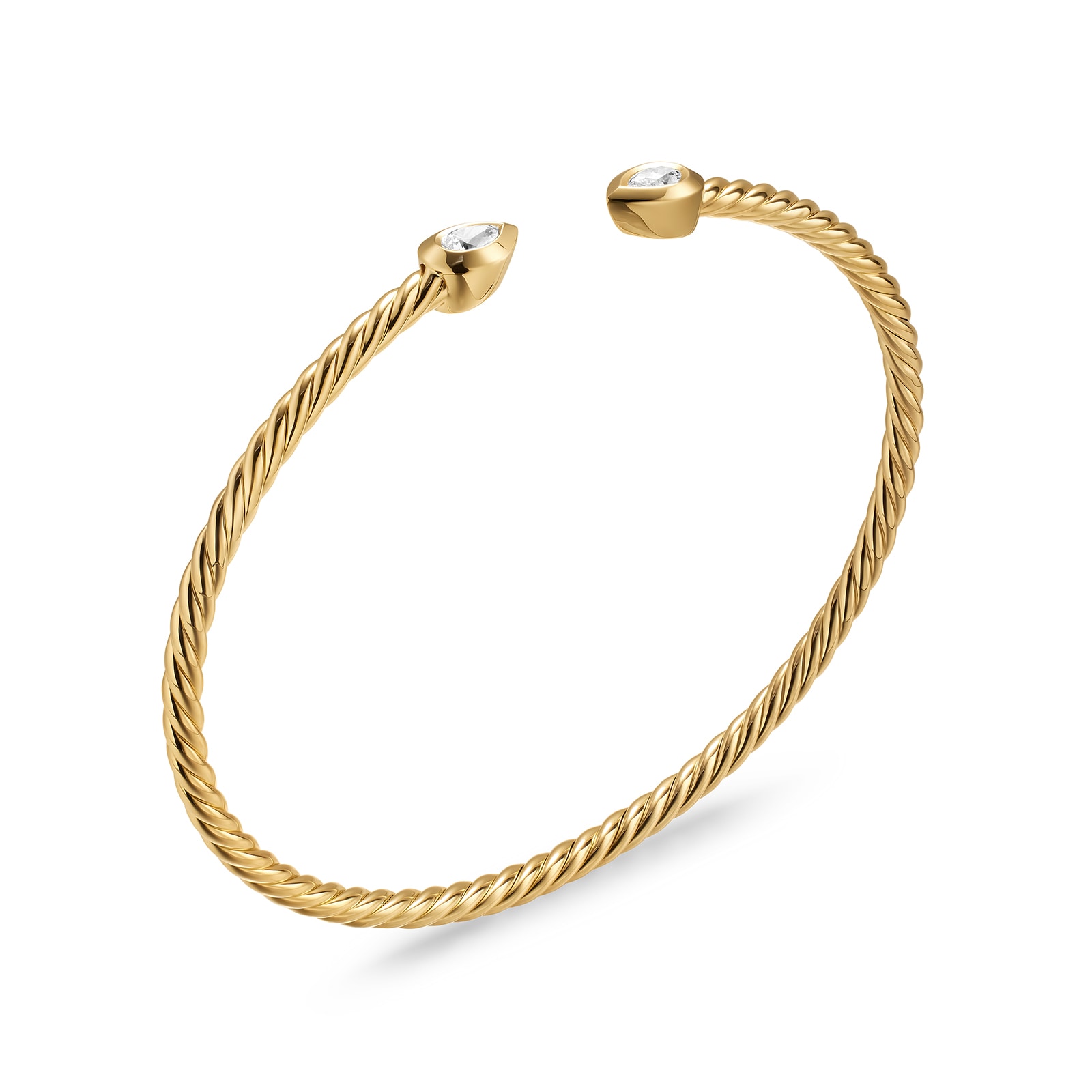 David Yurman Petite Modern Renaissance® Pear Cablespira® Bracelet In 18ct Yellow Gold With Diamonds, 2.6mm - Size Medium
