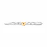 David Yurman Micro Cable Flex Heart Bracelet In Sterling Silver And 14ct Yellow Gold, 2.6mm - Size Medium
