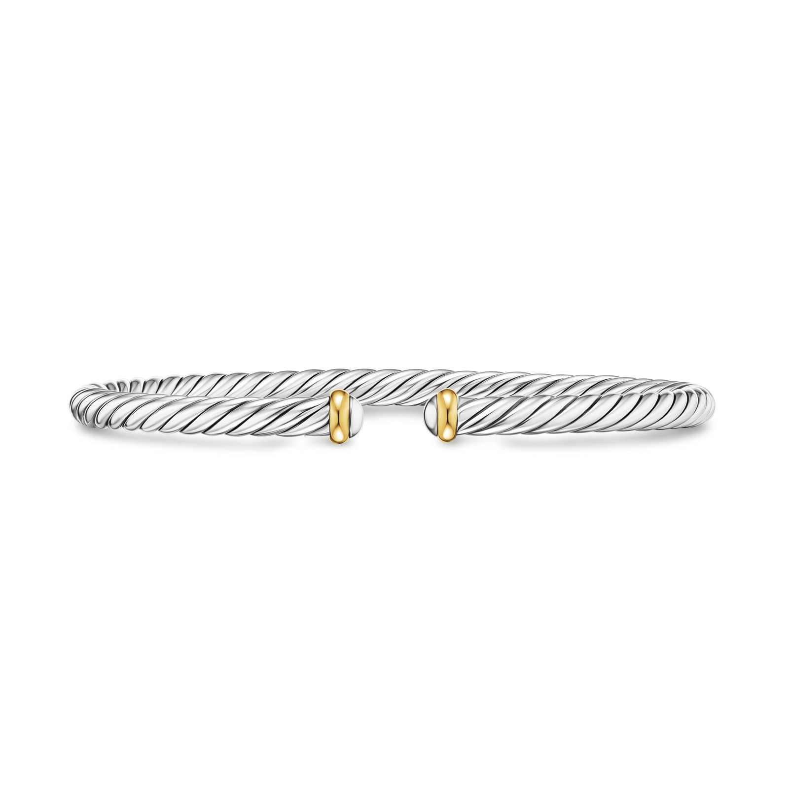 David Yurman Cable Flex Bracelet In Sterling Silver And 14ct Yellow Gold, 4mm  - Size Small