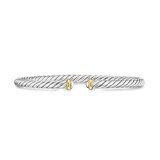 David Yurman Cable Flex Bracelet In Sterling Silver And 14ct Yellow Gold, 4mm  - Size Small