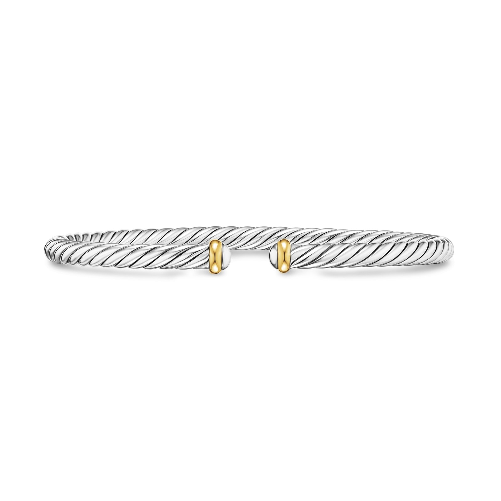 David Yurman Cable Flex Bracelet In Sterling Silver And 14ct Yellow Gold, 4mm - Size Medium David Yurman Cable Flex Bracelet In Sterling Silver And 14ct Yellow Gold, 4mm - Size Medium