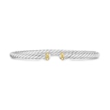 David Yurman Cable Flex Bracelet In Sterling Silver And 14ct Yellow Gold, 4mm  - Size Medium