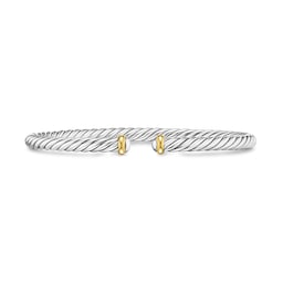 37901627 - Cable Flex Bracelet In Sterling Silver And 14ct Yellow Gold, 4mm - Size Medium