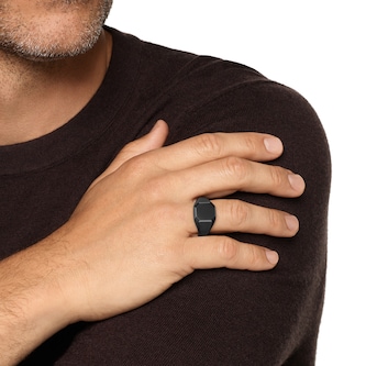 David Yurman Streamline Signet Ring In Black Titanium, 14mm - Ring Size 10