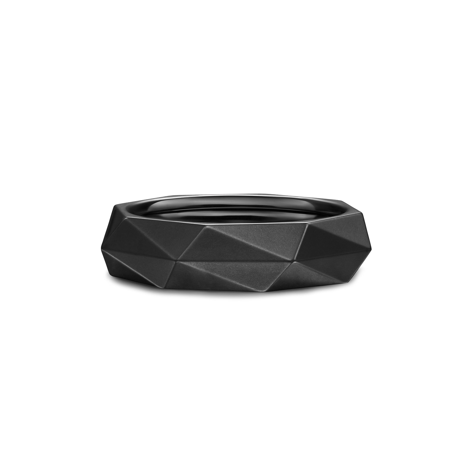 David Yurman Faceted Band Ring In Black Titanium, 6mm - Ring Size 10