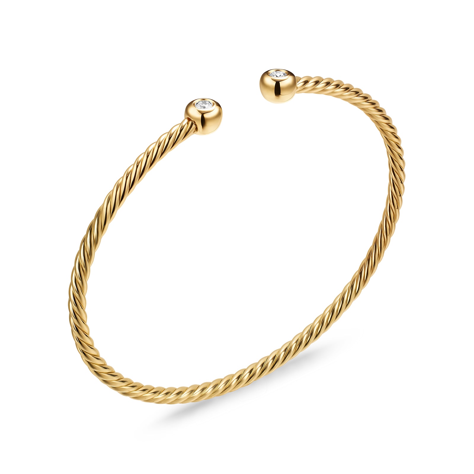 David Yurman Petite Modern Renaissance® Cablespira® Bracelet In 18ct Yellow Gold With Diamonds, 2.6mm - Size Medium