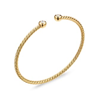 David Yurman Petite Modern Renaissance® Cablespira® Bracelet In 18ct Yellow Gold With Diamonds, 2.6mm - Size Medium