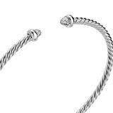David Yurman Micro Cable Flex Bracelet In Sterling Silver With Diamonds, 2.6mm - Size Small