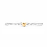 David Yurman Micro Cable Flex Heart Bracelet In Sterling Silver And 14ct Yellow Gold, 2.6mm - Size Small