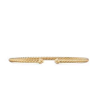 David Yurman Cablespira Micro Flex Open Bracelet In 18ct Yellow Gold, 2.6mm - Size Small David Yurman Cablespira Micro Flex Open Bracelet In 18ct Yellow Gold, 2.6mm - Size Small
