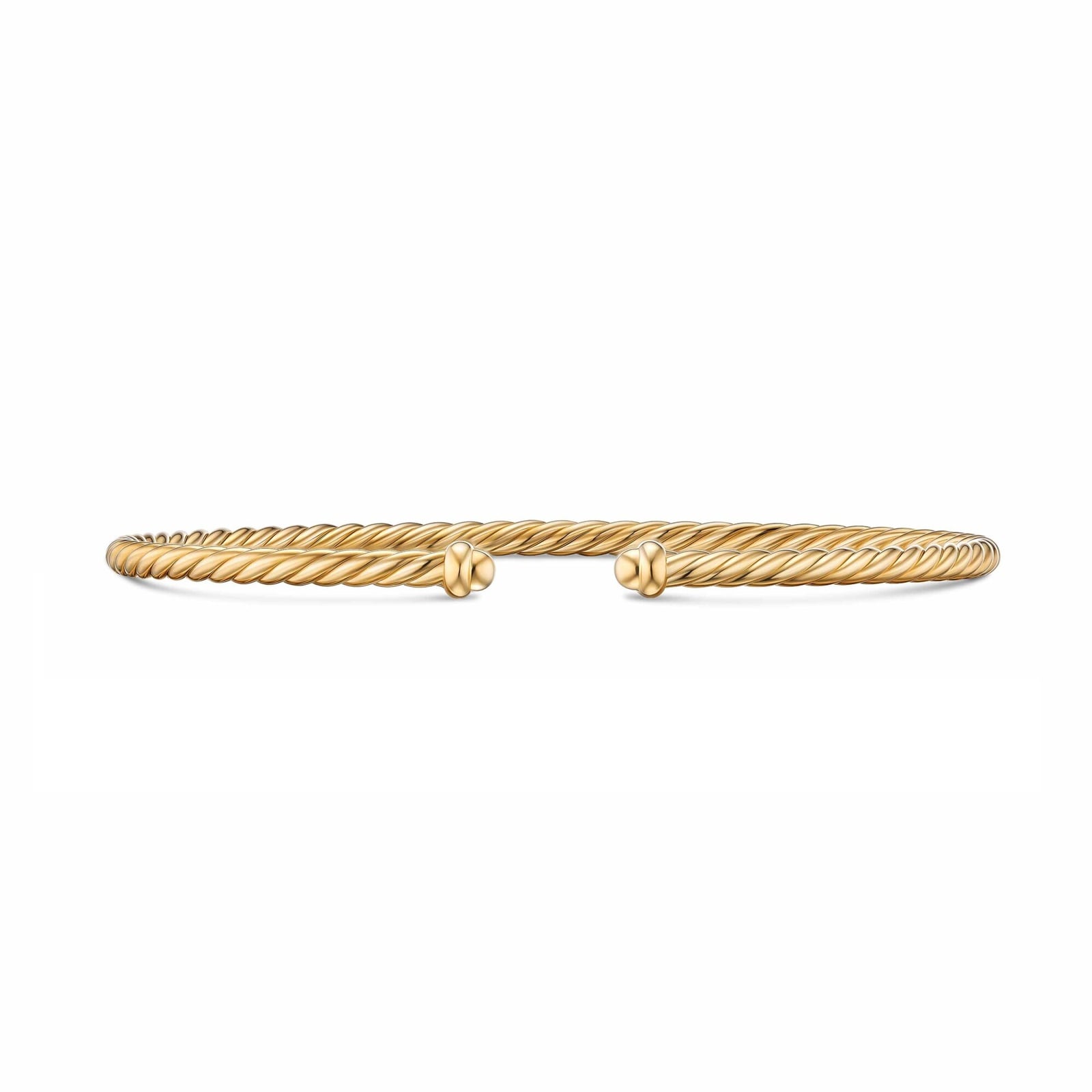 David Yurman Cablespira Micro Flex Open Bracelet In 18ct Yellow Gold, 2.6mm - Size Medium