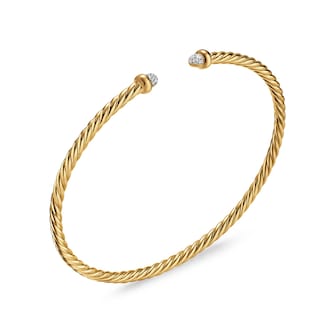David Yurman Cablespira Micro Flex Bracelet In 18ct Yellow Gold With Diamonds, 2.6mm - Size Small