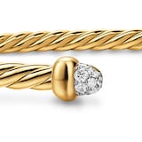 David Yurman Cablespira Micro Flex Bracelet In 18ct Yellow Gold With Diamonds, 2.6mm - Size Small