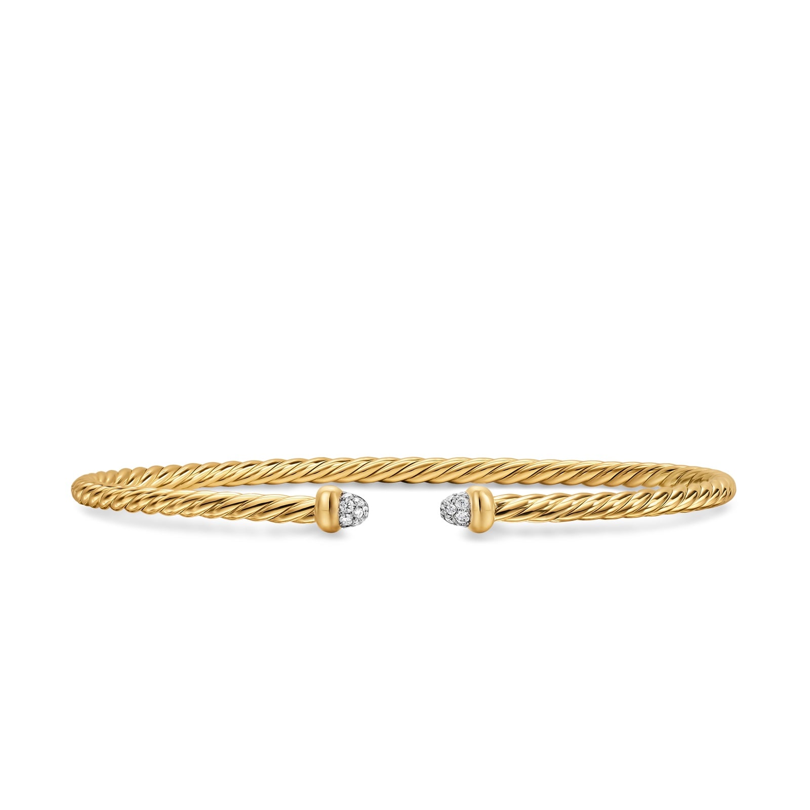 David Yurman Cablespira Micro Flex Bracelet In 18ct Yellow Gold With Diamonds, 2.6mm - Size Medium David Yurman Cablespira Micro Flex Bracelet In 18ct Yellow Gold With Diamonds, 2.6mm - Size Medium