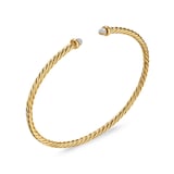 David Yurman Cablespira Micro Flex Bracelet In 18ct Yellow Gold With Diamonds, 2.6mm - Size Medium