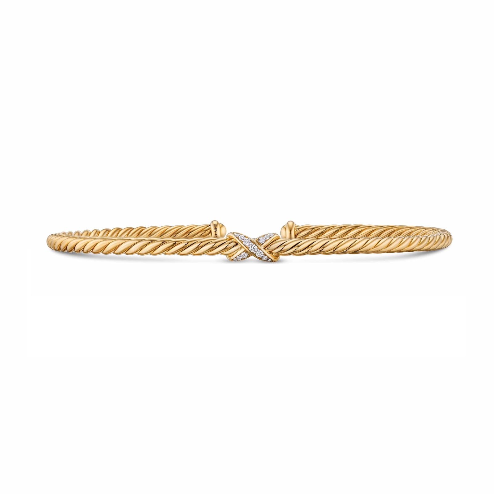 David Yurman Cablespira Micro Flex Petite X Bracelet In 18ct Yellow Gold With Diamonds, 2.6mm - Size Small David Yurman Cablespira Micro Flex Petite X Bracelet In 18ct Yellow Gold With Diamonds, 2.6mm - Size Small