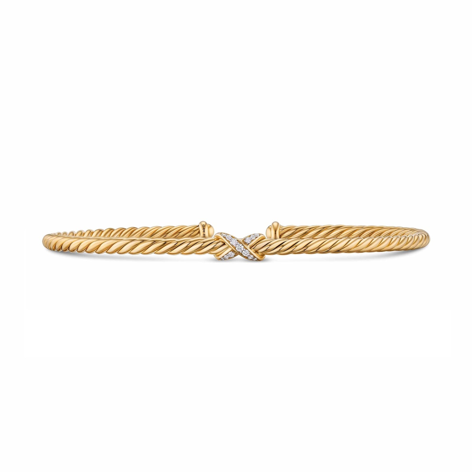 David Yurman Cablespira Micro Flex Petite X Bracelet In 18ct Yellow Gold With Diamonds, 2.6mm - Size Large