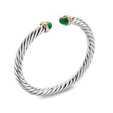 David Yurman Cable Flex Bracelet In Sterling Silver And 14ct Yellow Gold With Green Onyx, 6mm - Size Small