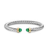 David Yurman Cable Flex Bracelet In Sterling Silver And 14ct Yellow Gold With Green Onyx, 6mm - Size Small