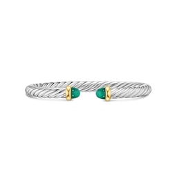 37901658 - Cable Flex Bracelet In Sterling Silver And 14ct Yellow Gold With Green Onyx, 6mm - Size Large