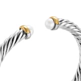 David Yurman Cable Flex Bracelet In Sterling Silver And 14ct Yellow Gold With Pearl, 6mm - Size Small