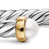 David Yurman Cable Flex Bracelet In Sterling Silver And 14ct Yellow Gold With Pearl, 6mm - Size Small