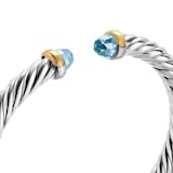 David Yurman Cable Flex Bracelet In Sterling Silver And 14ct Yellow Gold With Blue Topaz, 6mm - Size Small