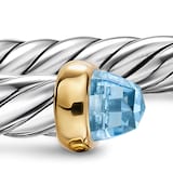 David Yurman Cable Flex Bracelet In Sterling Silver And 14ct Yellow Gold With Blue Topaz, 6mm - Size Small