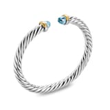 David Yurman Cable Flex Bracelet In Sterling Silver And 14ct Yellow Gold With Blue Topaz, 6mm - Size Large