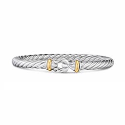 37901664 - Cable Flex Buckle Bracelet In Sterling Silver And 14ct Yellow Gold, 6mm - Size Small