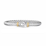 David Yurman Cable Flex Buckle Bracelet In Sterling Silver And 14ct Yellow Gold, 6mm - Size Medium