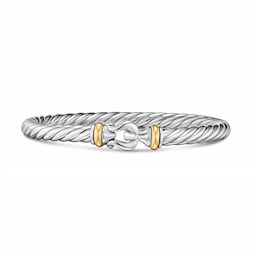 37901665 - Cable Flex Buckle Bracelet In Sterling Silver And 14ct Yellow Gold, 6mm - Size Medium