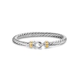 David Yurman Cable Flex Buckle Bracelet In Sterling Silver And 14ct Yellow Gold, 6mm - Size Medium