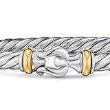 David Yurman Cable Flex Buckle Bracelet In Sterling Silver And 14ct Yellow Gold, 6mm - Size Medium