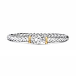 37901666 - Cable Flex Buckle Bracelet In Sterling Silver And 14ct Yellow Gold, 6mm - Size Large