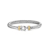 David Yurman Cable Flex Buckle Bracelet In Sterling Silver And 14ct Yellow Gold, 6mm - Size Large