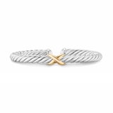 David Yurman Cable Flex X Bracelet In Sterling Silver With 14ct Yellow Gold 6mm - Size Small