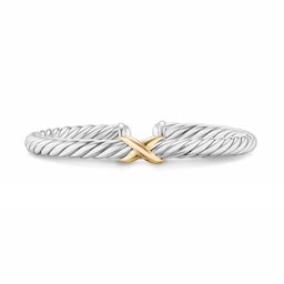 37901667 - Cable Flex X Bracelet In Sterling Silver With 14ct Yellow Gold 6mm - Size Small