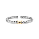 David Yurman Cable Flex X Bracelet In Sterling Silver With 14ct Yellow Gold 6mm - Size Small