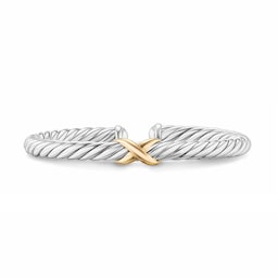 37901668 - Cable Flex X Bracelet In Sterling Silver With 14ct Yellow Gold 6mm - Size Medium